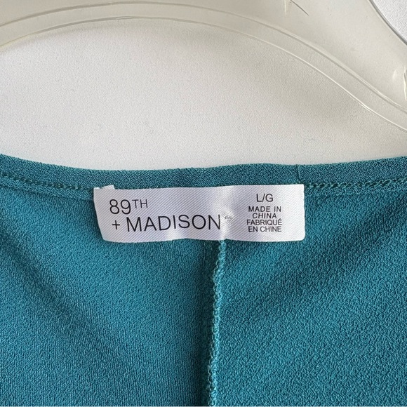 89th & Madison Teal Short Sleeve Top with Eyelet Accents - Picture 4 of 5